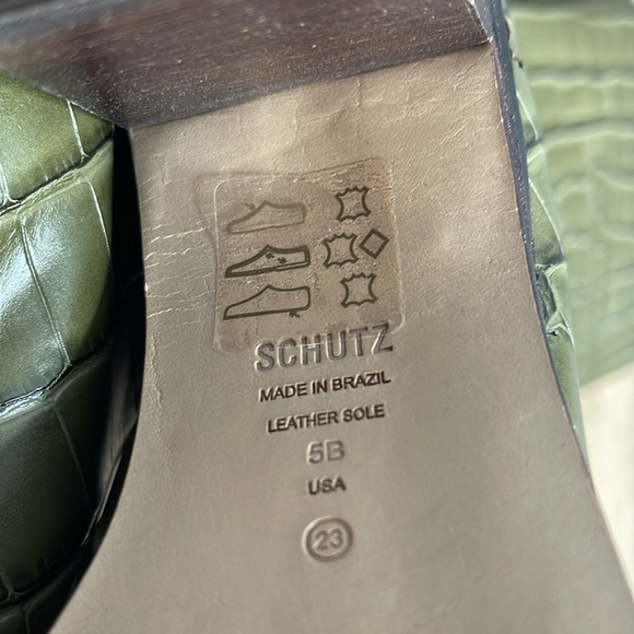 Schutz NWT Maryanna Olive Green Croc-Embossed Knee-High Boots - Picture 8 of 12